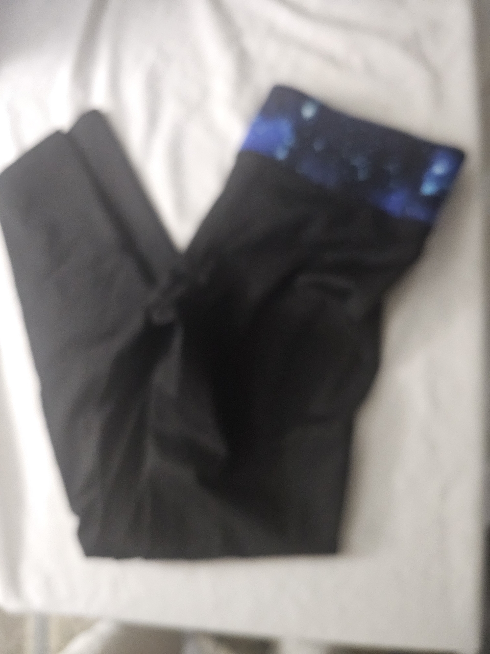 PINK Victoria's Secret Black Leggings with Blue Galaxy Waistband